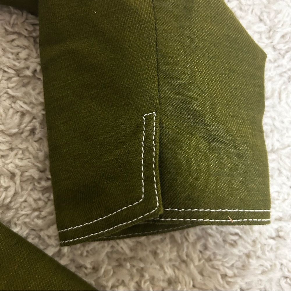 J. Crew Size 10 Going Out Blazer Jacket Olive Green Linen Blend Open Front EUC - Picture 13 of 14
